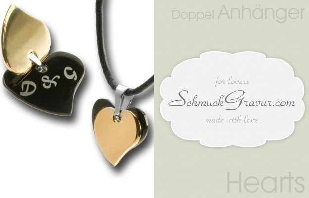 Doppel Anhänger Herzen mit Gravur